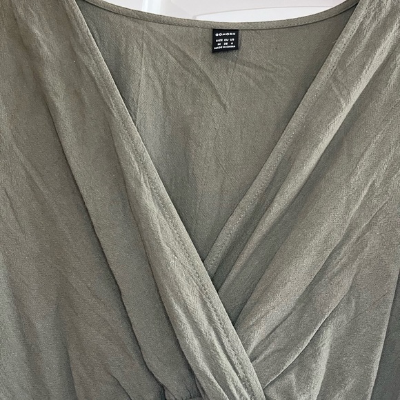 💗 Green Mock Wrap Dress - Picture 3 of 4